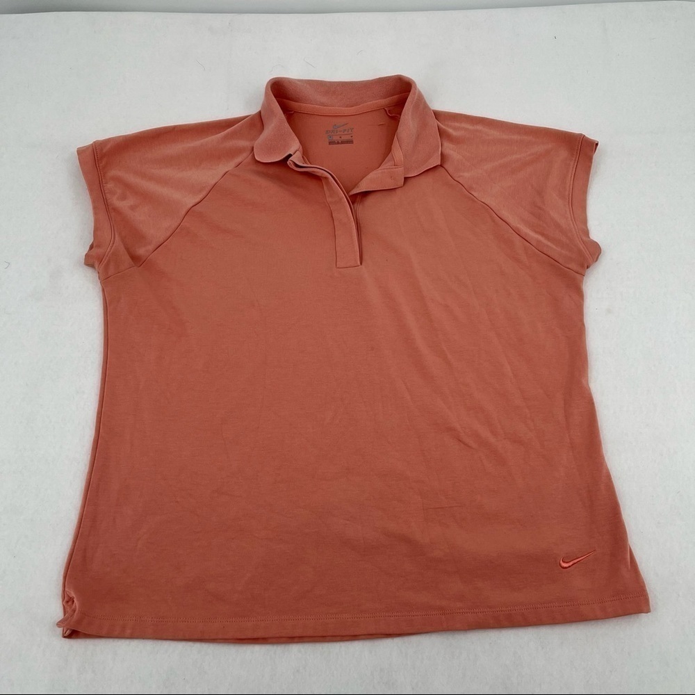 NIKE Women’s Dri-Fit Capped sleeve Polo peach Colored size Medium